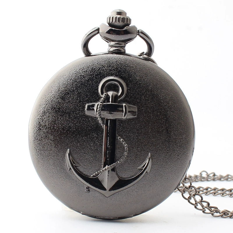 Pirate Wholesale Retro Pocket Watch Student Male and Female Anchor Flip Quartz Hanging Watch Round Alloy Watch Relief