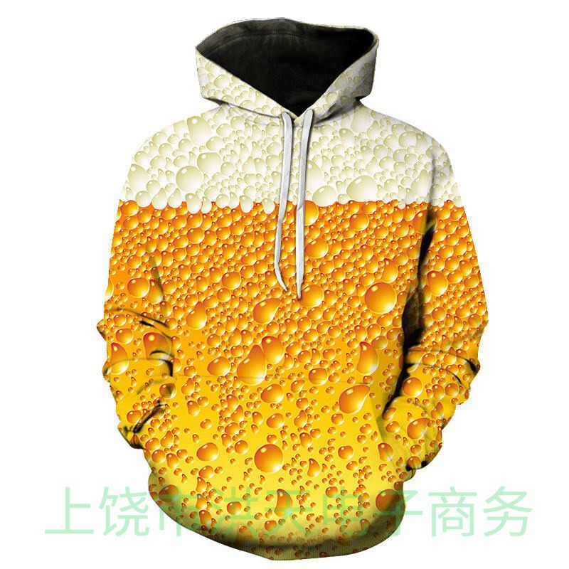 Cross-border New Beer Bubble Liquid Personality Sweater Trend Digital 3 Print Hoodie Men's Hoodie