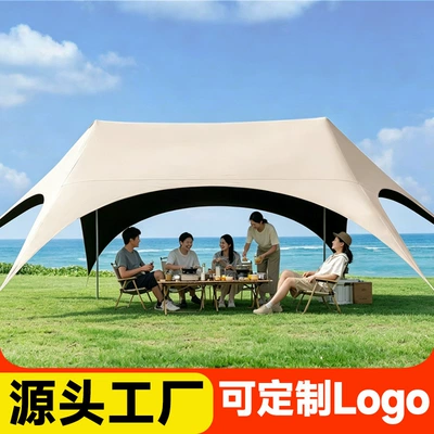Wholesale in-stock outdoor canopy tent for camping, sun-proof and rain-proof, with black-coated fabric, no need for wind ropes, quick setup, extra-large camping sunshade (Avtomobil yan çətirləri)