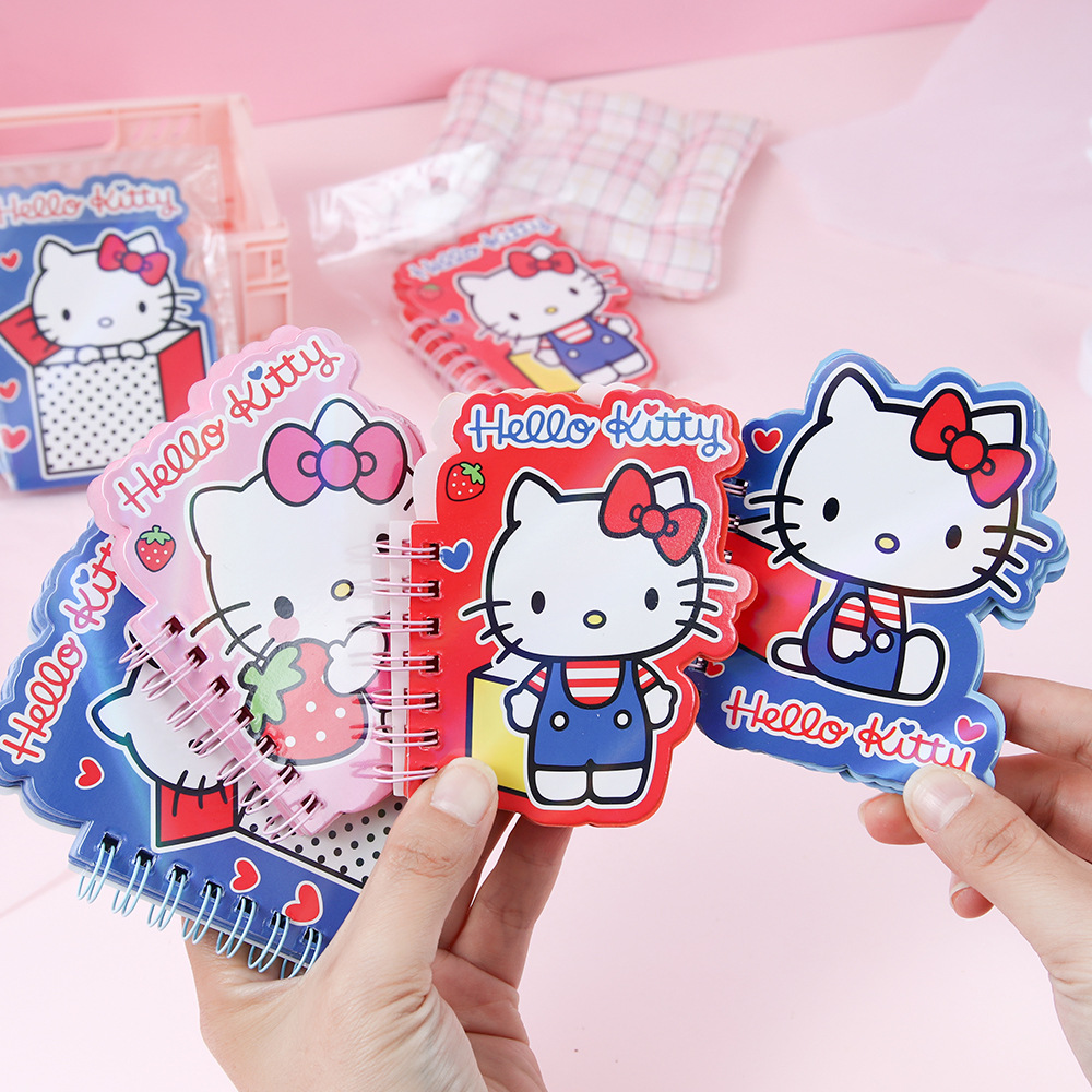 Cartoon Cat Coil Student Notebook portátil A7 en forma de cuaderno de bolsillo