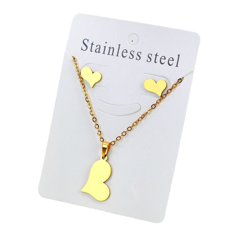 Conjunto de collar de pendientes de oro de acero inoxidable europeo y americano, collar de mariposa de amor de diamante, colgante, cadena de clavícula, fábrica al por mayor