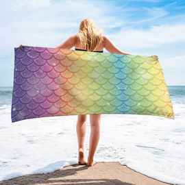 欧美新款浴巾创意时尚美人鱼沙滩巾成人游泳印花防晒披肩巾批发