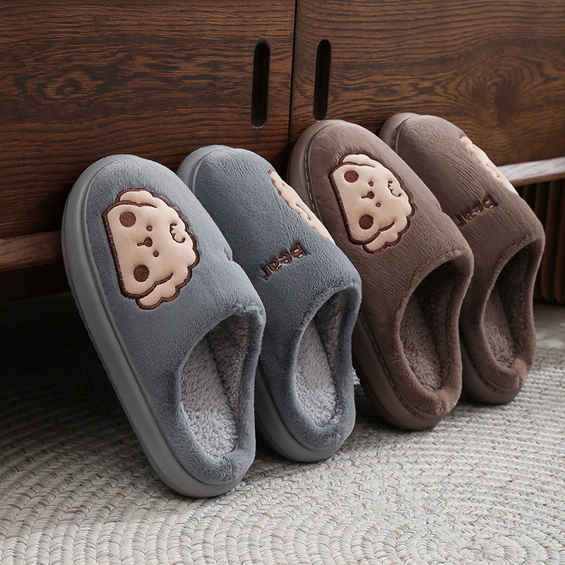 Хлопковые тапочки мужские осенние и зимние легкие детские домашние туфли толстые плюшевые теплые хлопковые туфли нескользящие плюшевые тапочки