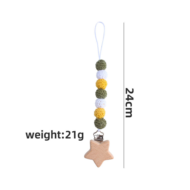 Amazon nuevo bebé suministros DIY creativo Haya estrella de cinco puntas pezón clip de lana bola pezón Cadena de juguete