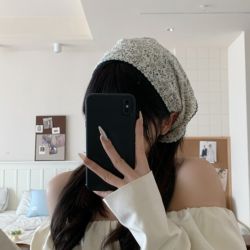 Turbante de verano pastoral primavera y verano nuevo estilo pequeño fresco retró personalidad protector de cuello decoración bufandas correa de cabello toallas triangulares para el cabello