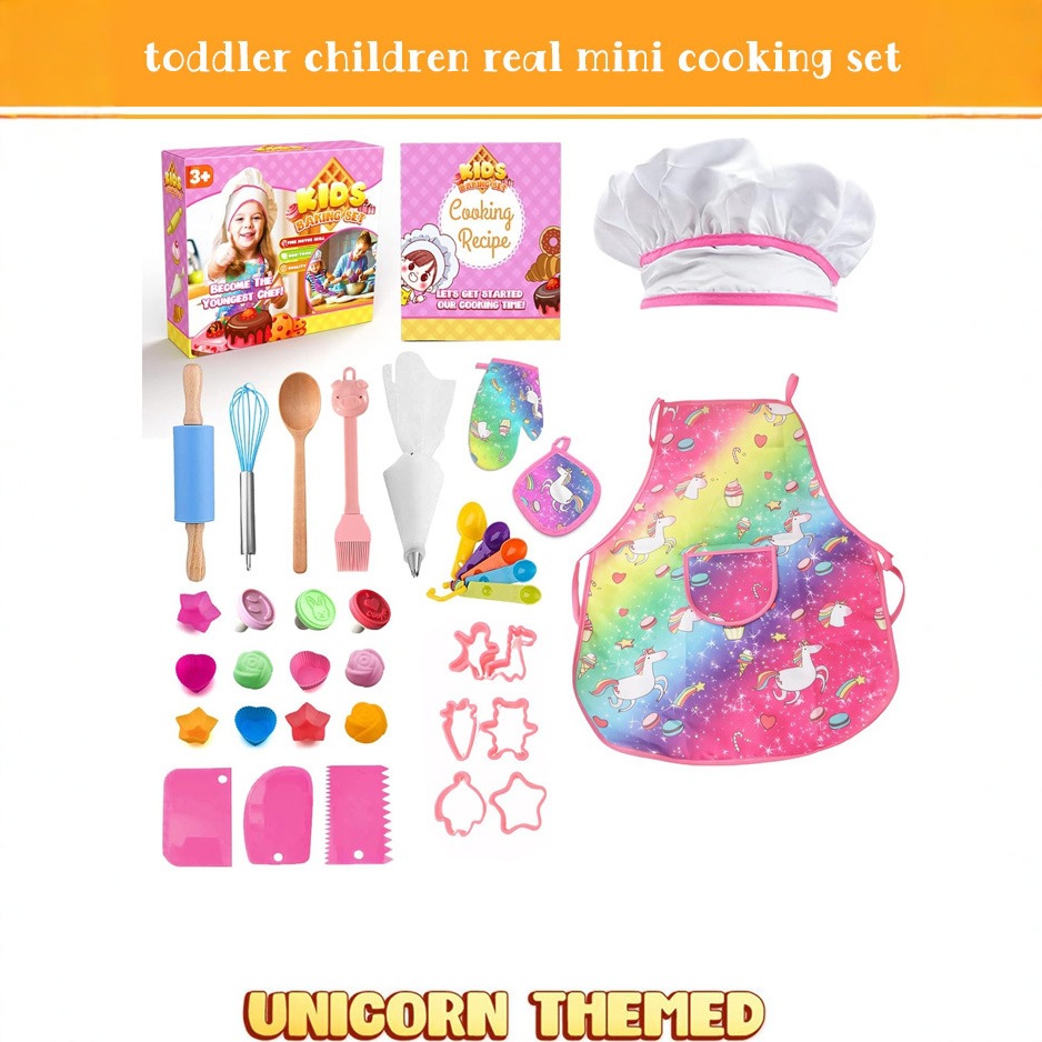 Amazon puede cocinar para niños set de horneado pasteles cocina para niños juguetes caseros delantal sombrero de cocinero horneado