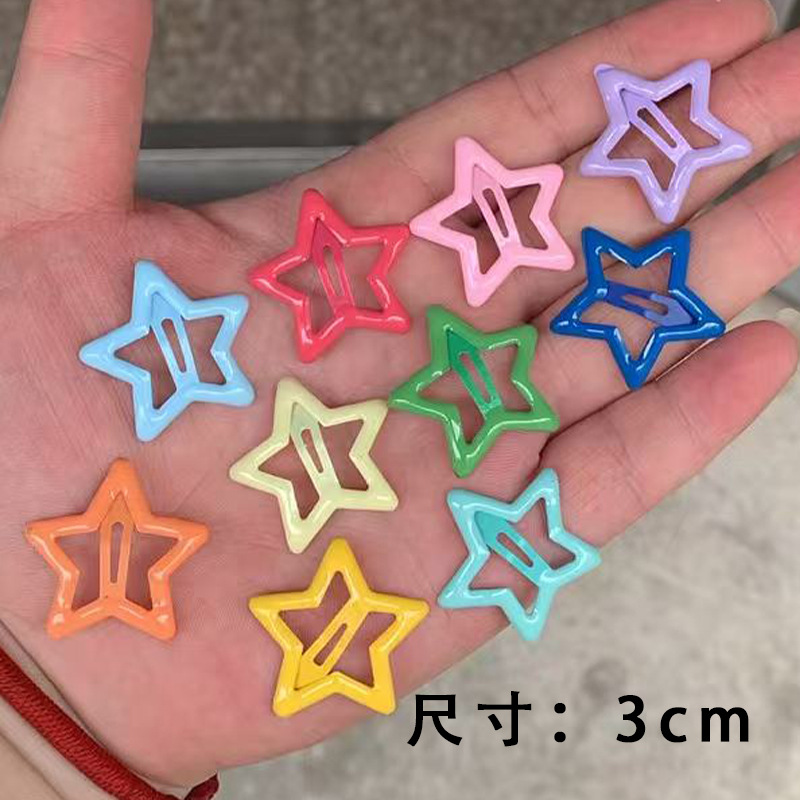 New Ins-Style Elegant Five-Pointed Star Versatile Lace Polka Dot Bangs Clip Star Moon Bb Clip Set Hair Accessories