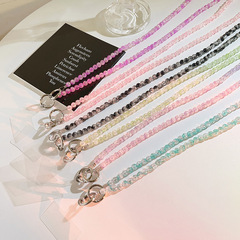 韓系ins彩色爆裂珠珠斜跨鏈條背帶掛鏈側掛鏈戶外掛脖帶diy加長繩