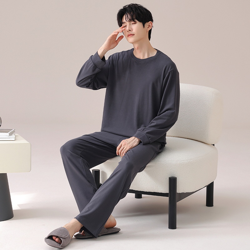 秋冬男士徳絨毛パジャマセットふんわり通気性保温男家服冬絨毛衛衣2点セット
