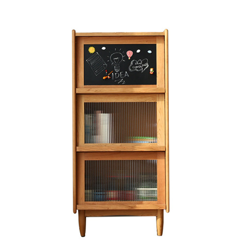 Nordic solid wood bookcase living room small apartment medieval cherry wood magazine cabinet floor-standing entrance cabinet multi-functional storage cabinet