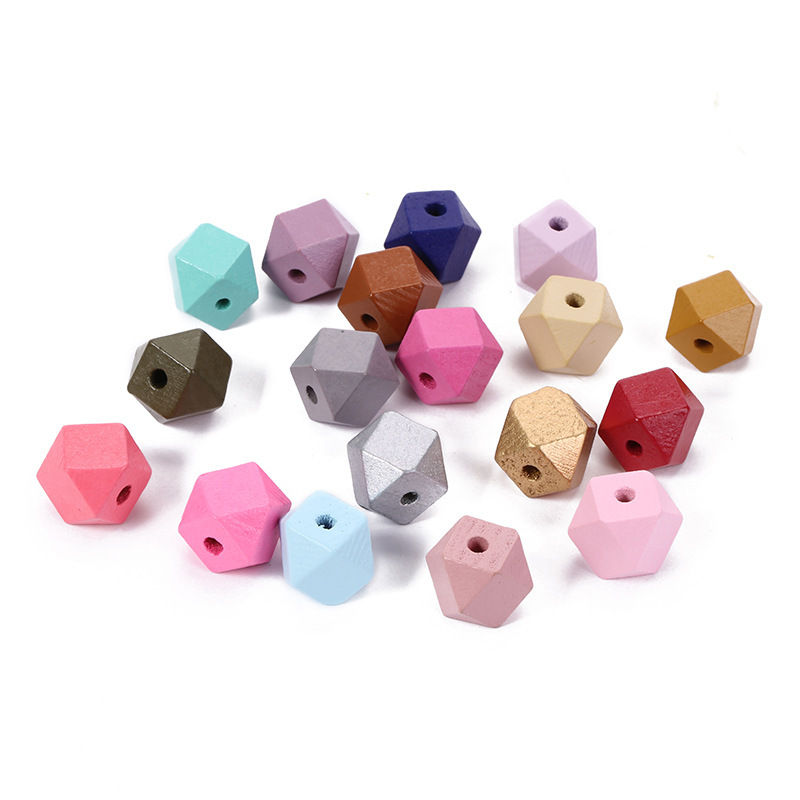 Cross-border color geometric beads multi-angle beads octagonal lotus wood beads loose beads beaded diy jewelry accessories manufacturers direct supply