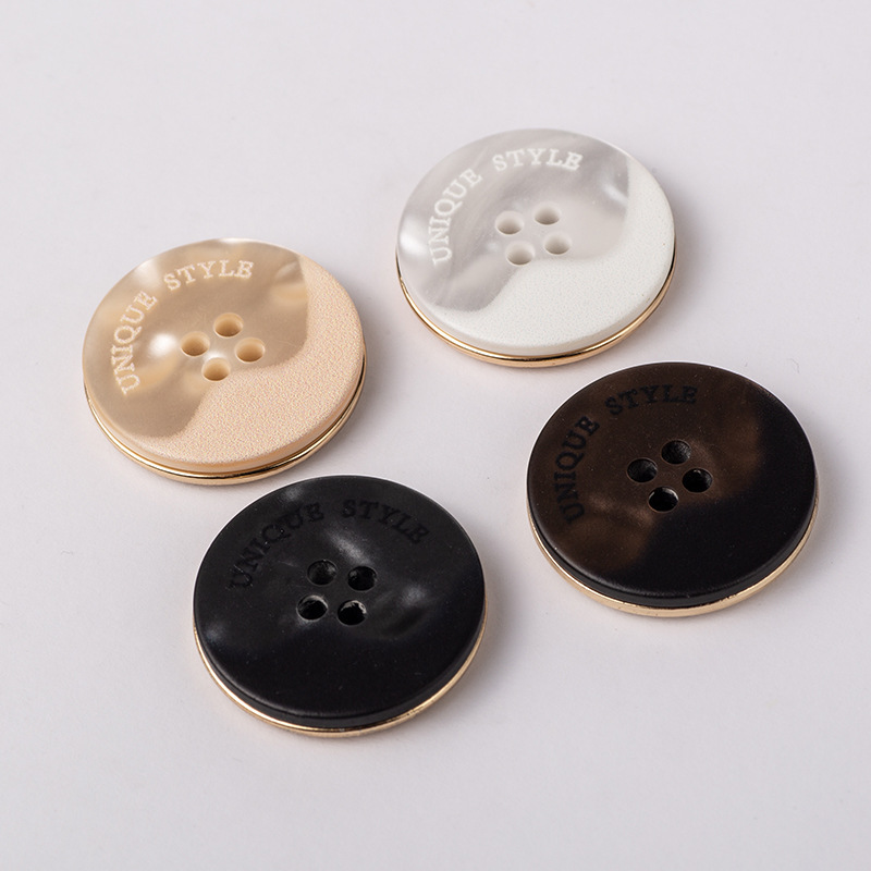 Round Four Eyes Resin Imitation Shell Button Button Women's Coat Sweater Suit Fashion Coat Metal Button