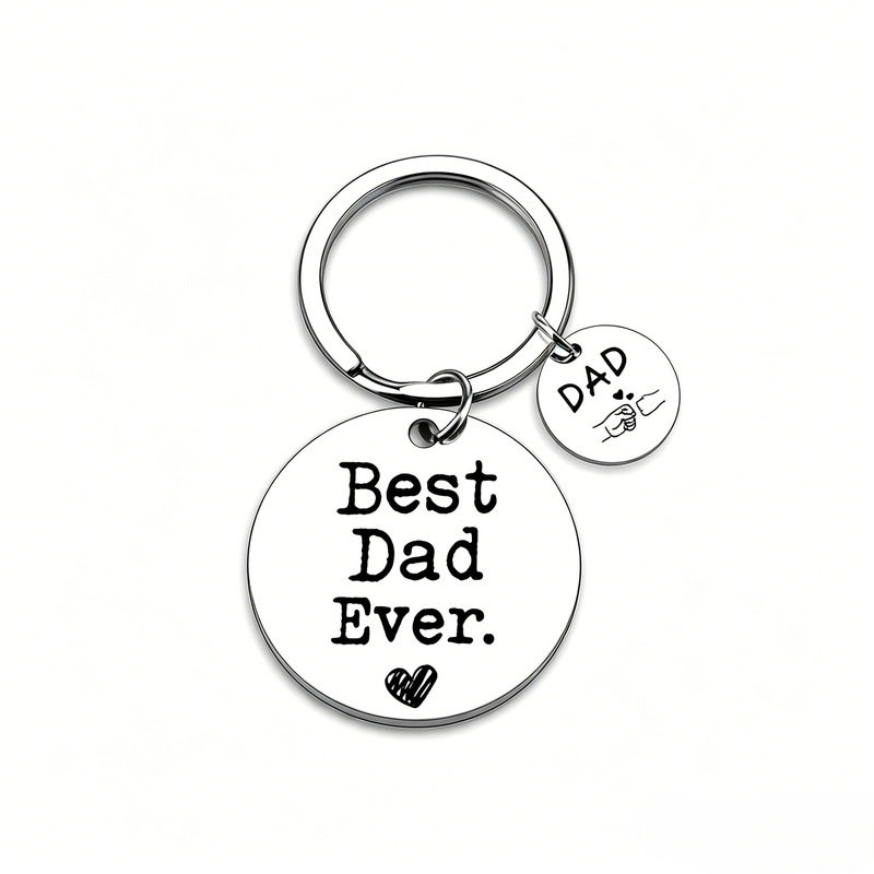 Cross-Border Hot-Selling Stainless Steel Keychain Father's Day Thanksgiving Birthday Gift New Personalized Keyring