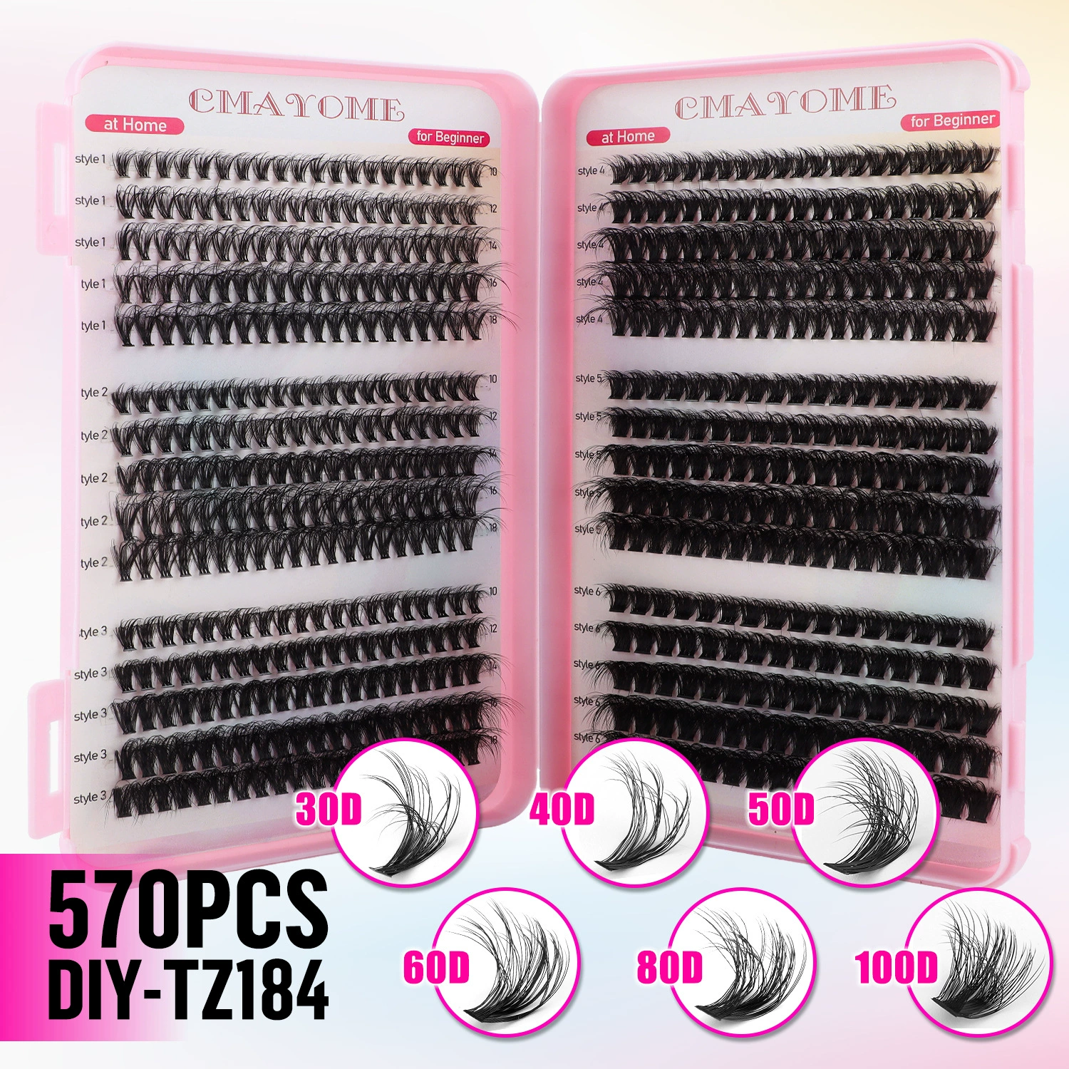 False Eyelash Set, Mixed Dense DIY Cluster Lashes 570 pcs, Multi-length & Densities