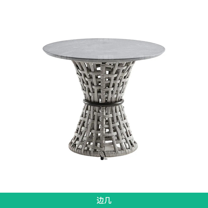 Villa patio al aire libre sofá trenzado de cuerda hotel jardín impermeable protección solar moderno casual mesa de té de aleación de aluminio image 11