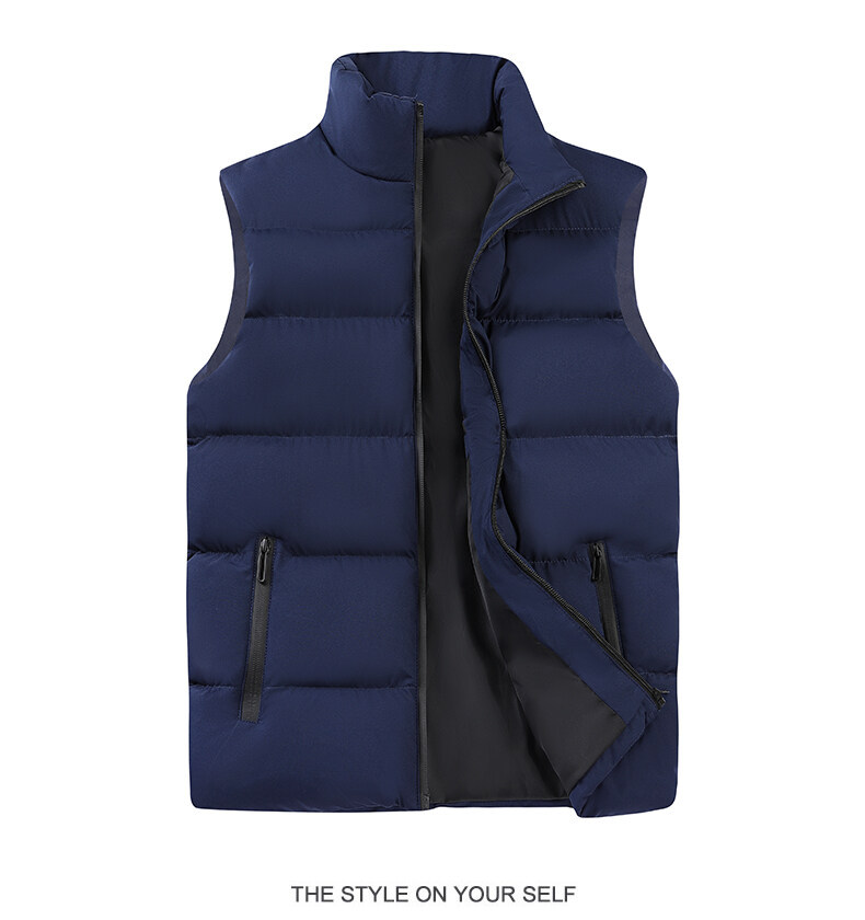 Vest Men's And Women's Loose Casual Padded Jacket Couple Thickened Stand-up Collar Vest Jacket_voghion.com