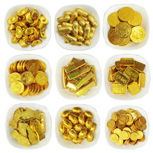 大金幣金元寶金條花生巧克力散裝500g喜糖20-30元烘培蛋糕金黃色