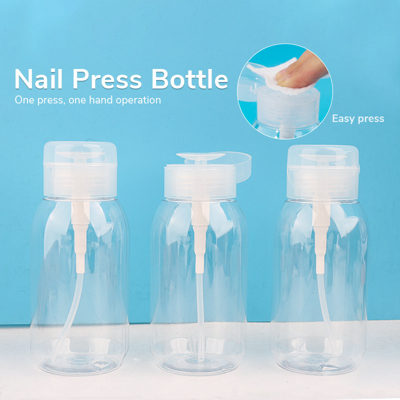 Transparent round shoulder nail remover water bottle nail art press bottle makeup water makeup remover travel split bottle plastic empty bottle Transparent round shoulder nail remover water bottle nail art press bottle makeup water makeup remover travel split bottle plastic empty bottle