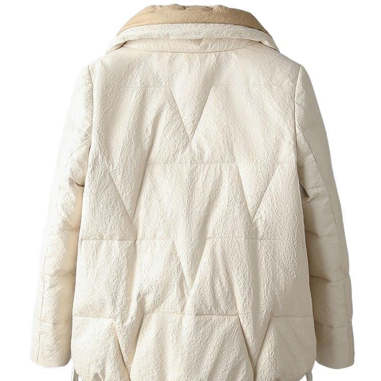 海宁羽绒服女秋冬新款休闲绵羊皮皮夹克立领短款轻薄羽绒外套|undefined