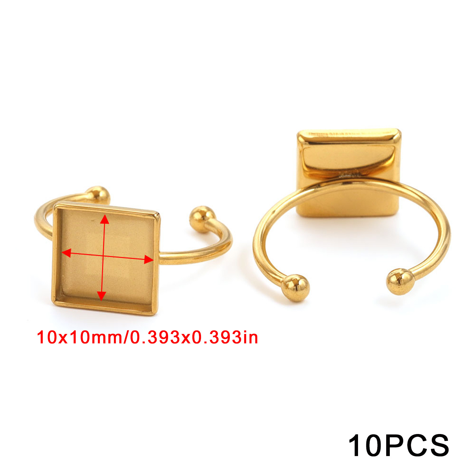 Acero inoxidable color-preservación pulido anillo titular DIY anillo plano anillo superficie horno oro incrustaciones perla apertura anillo titular Accesorios