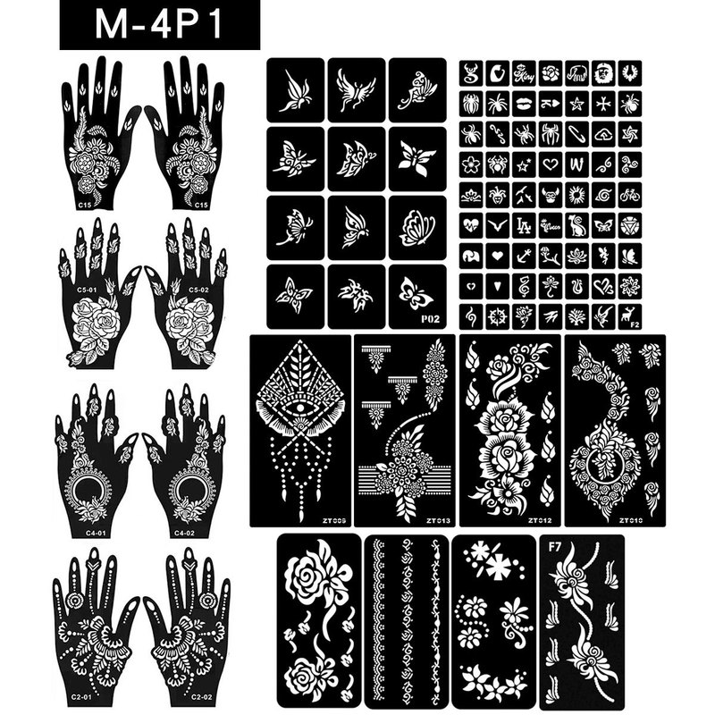 Temporary Tattoo Finger Tattoo Stickers Tattoo Template Pattern Spray Painting Juice Henna Paste Hollow Template Cross-Border