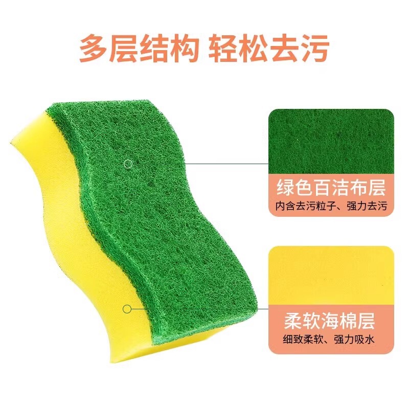妙潔スポンジたわし、油汚れ落としタオル、多機能キッチン家庭用食器洗い布、油がつきにくいスポンジワイプ2枚|undefined