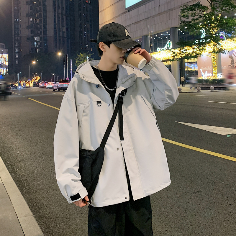 Men's autumn trend new hooded casual sports jacket for couples, loose and versatile lightweight outerwear_voghion.com