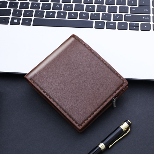 Wallet short men's thickened men's wallet with zipper multiple card slots men's wallet wallet men men's fashion