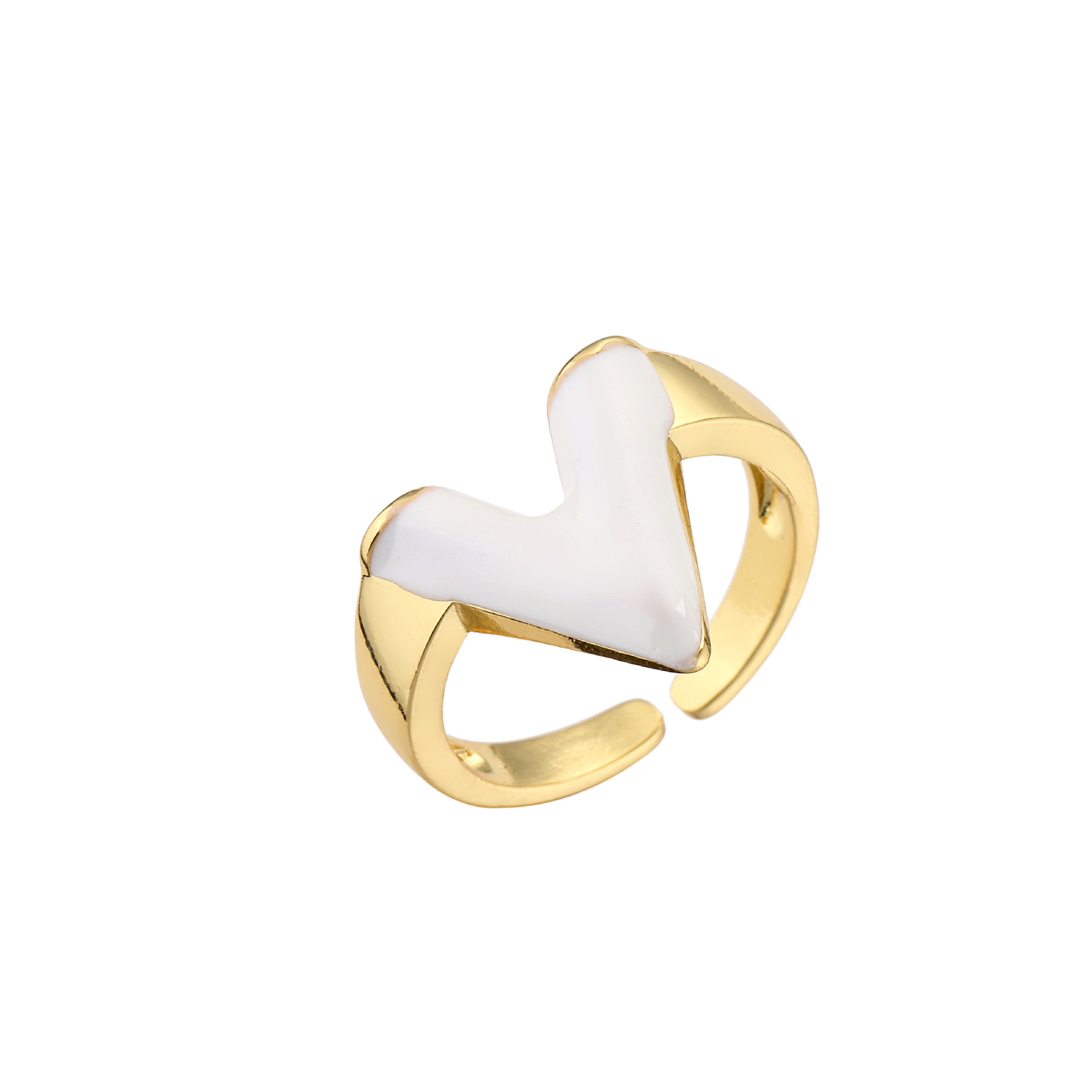 Fashion 18k Gold-plated V Letter Glossy Oil Drop Open Copper Ring display picture 6