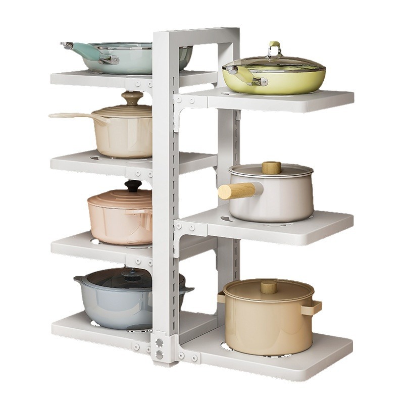 Estante de almacenamiento de cocina estante de almacenamiento de olla Mesa multi-capa hogar multi-funcional fregadero gabinete en capas estante de la olla