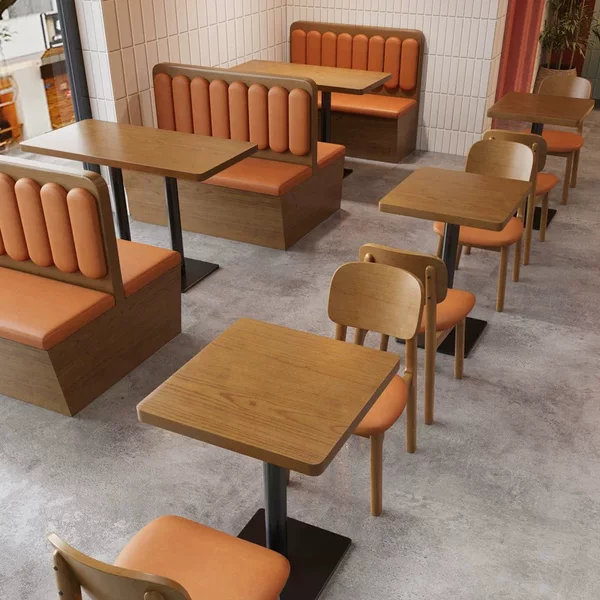 Southeast Asian Style Solid Wood Booth Seating Sofa Set for Tea Houses and Western Restaurants, Integrated Theme Commercial Dining Table and Chair Sofa Set