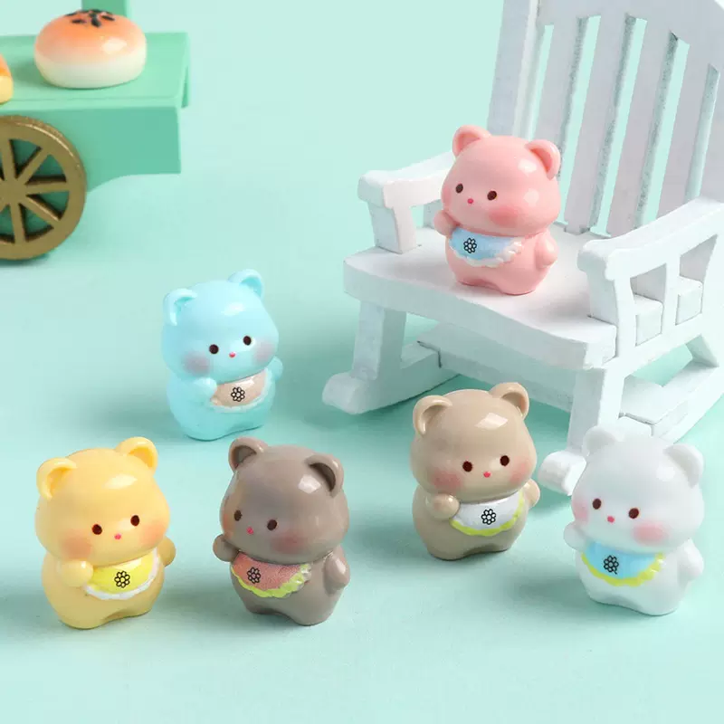 可爱卡通树脂小熊动物萌粒diy饰品配件微景观桌面车载装饰小摆件