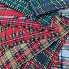 涤棉色织苏格兰格纹布圣诞红绿卡其鞋材校服布艺里布装饰布现货批