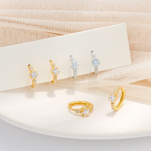 S925纯银镶钻五角星耳环2025新款ins冷淡风轻奢时尚镀K金耳圈耳扣