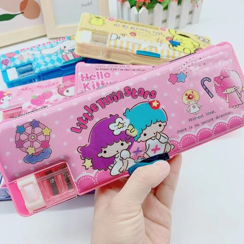 Cartoon Collection Double-Sided Pencil Case Student School Supplies Organizer Math Rhymes Cute Gift for Children