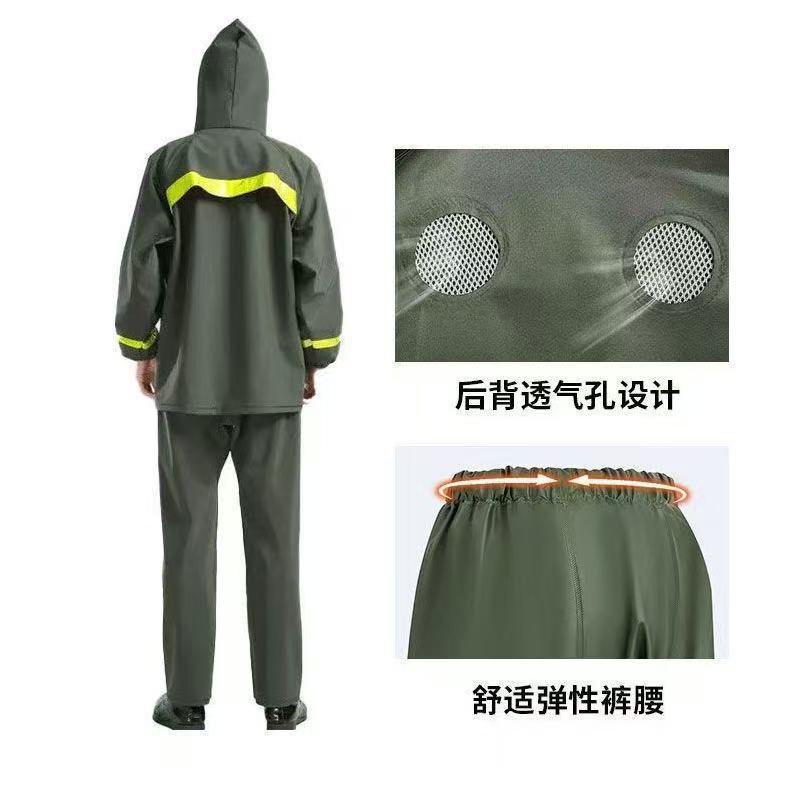 批发成人针织布雨衣雨裤套装  加厚透气执勤反光分体式加厚防暴雨
