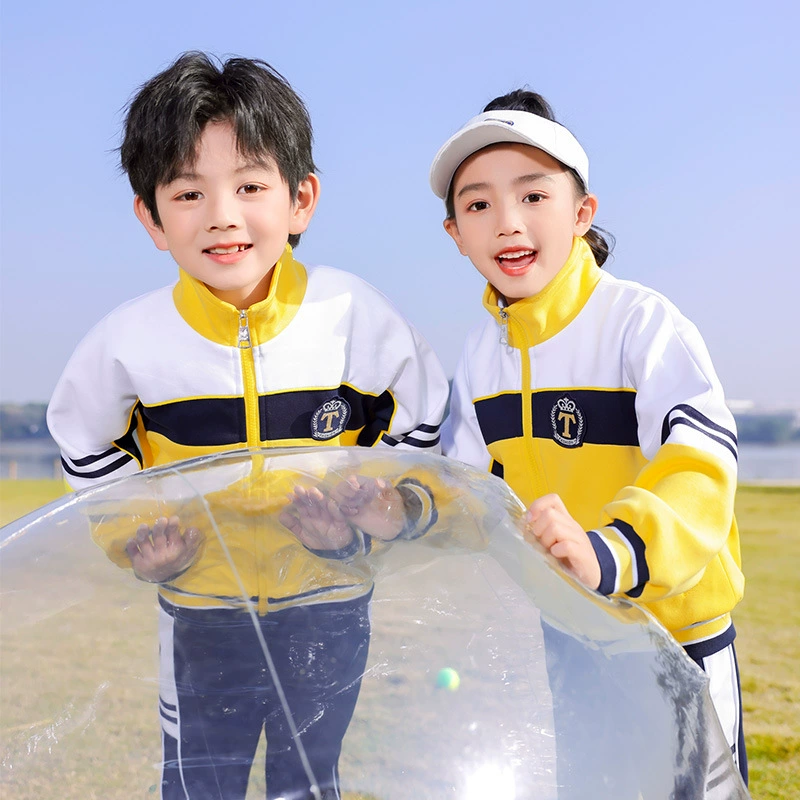 Fleece set for kindergarten, yellow autumn uniform for elementary school students