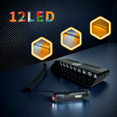 Car 12LED front windshield flashing light, shovel-style suction cup light, warning light, roof light, car rescue kit