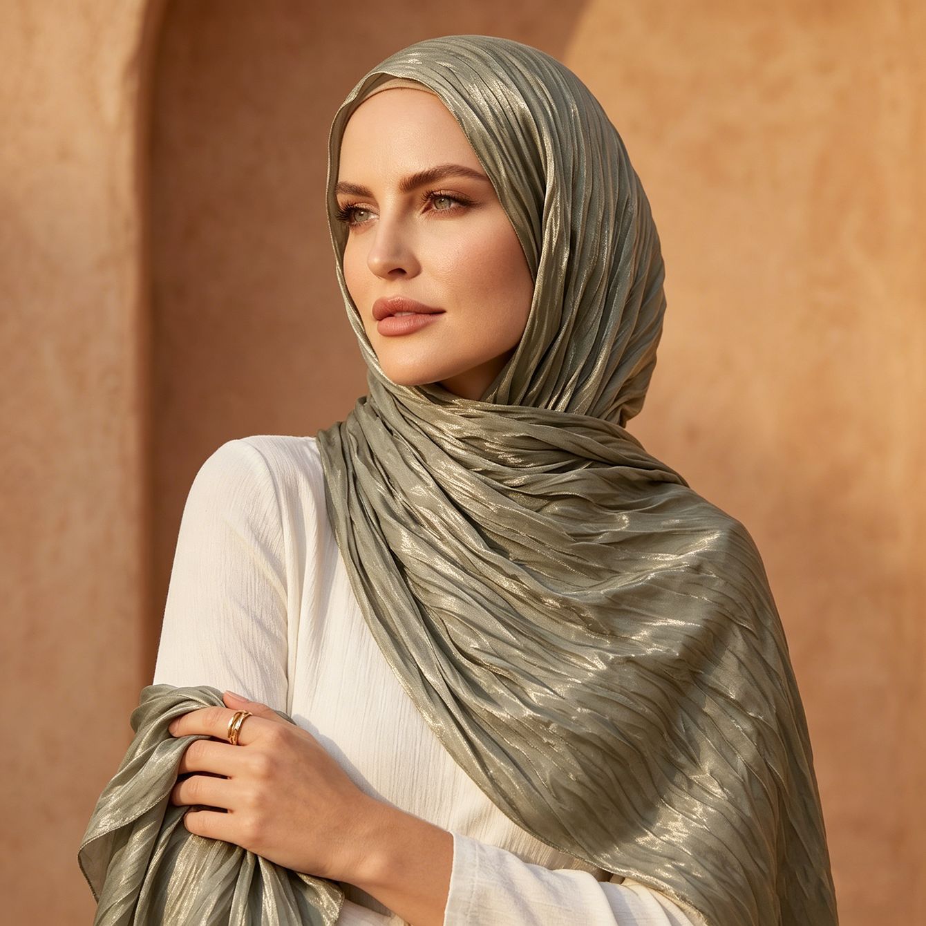 Organza Crinkled Shiny Chiffon Shawl Summer Thin Sun Protection Veil Southeast Asia Foreign Trade Headscarf Wholesale