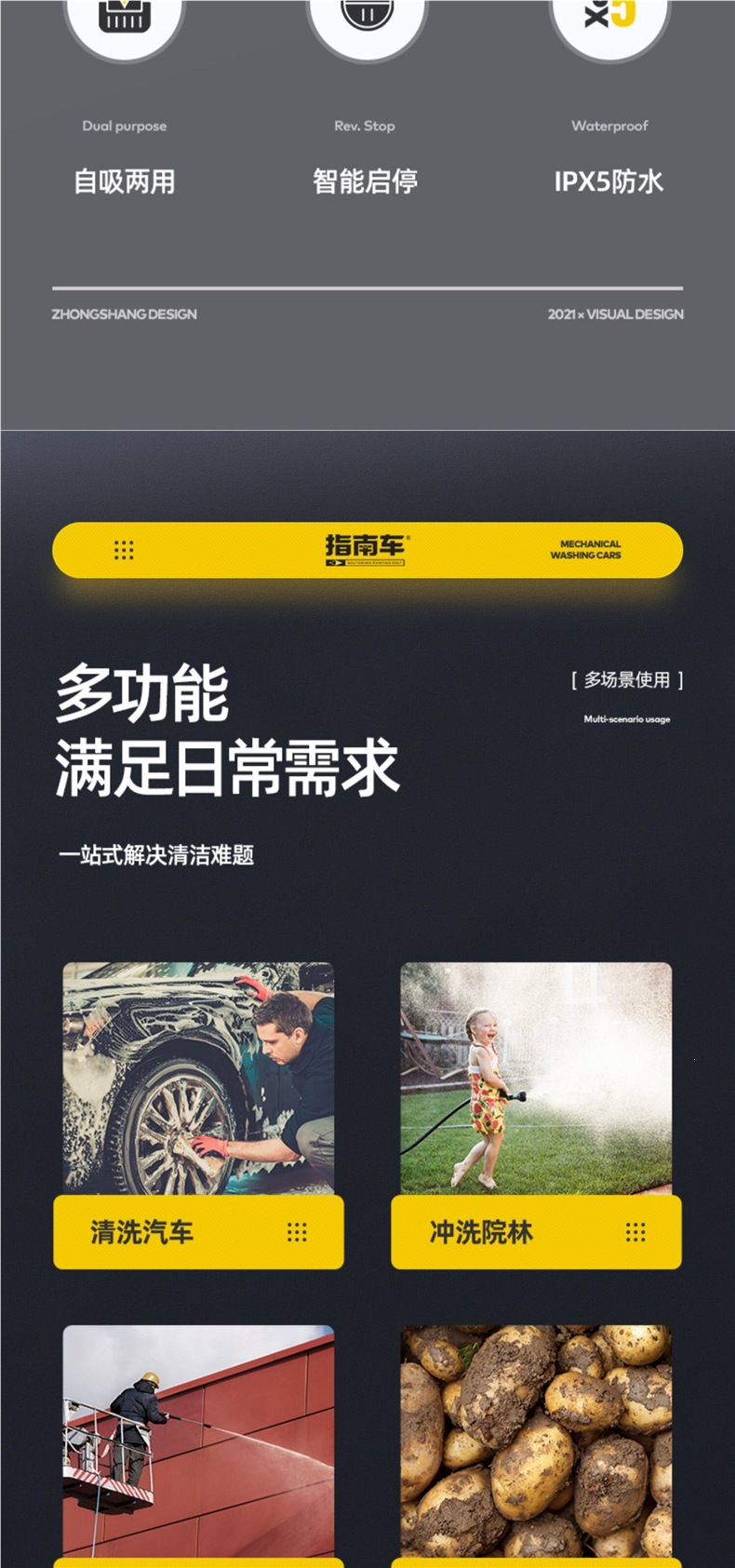 Guizhancheng Household High-Pressure Car Washer Water Pump 220V High-Power Portable Car Washing Water Gun Magic Cleaning Machine