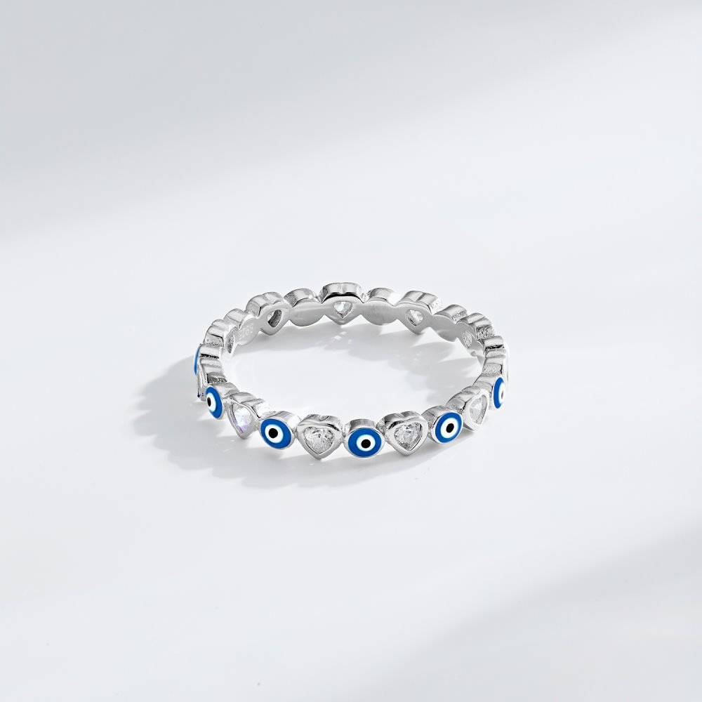 Devil'S Eye Pattern Women'S Gender 1 Piece 925 Sterling Silver Devil'S Eye Zircon Rings