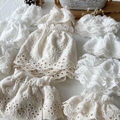 綿の刺繍の白いレースのアクセサリのスカートの裾の襟元の袖口の綿布のlolitaの手作りの布の幅