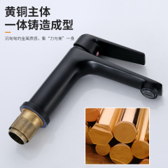 Black Powder-Coated Hot-and-Cold Basin Faucet for Washbasin & Bathroom Cabinet—Perfect for Hotel Projects and Commercial Installations