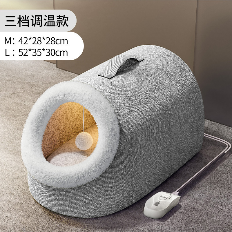 Huyihe 猫の巣冬暖かい密閉型恒温加熱猫ハウス猫四季ユニバーサル電気毛布冬ペット|undefined