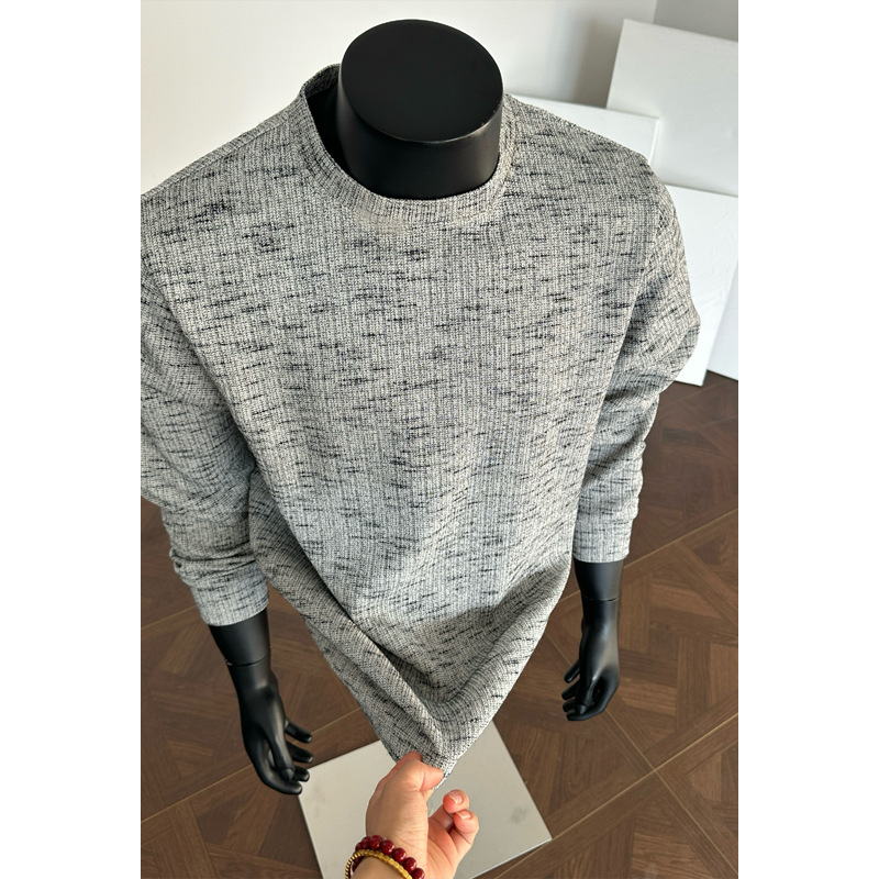 Langarmshirt aus Schneeflockengarn für Herren, trendige Frühlingsmarke, lockeres und lässiges Oberteil, gestrickte Basisschicht im amerikanischen Stil_voghion.com