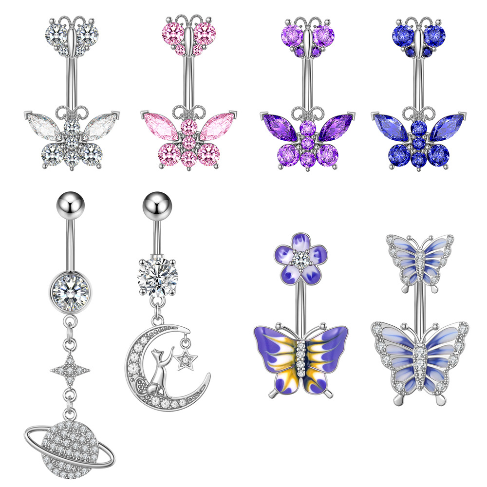 Fashion Butterfly Copper Plating Zircon Belly Ring 1 Piece display picture 3