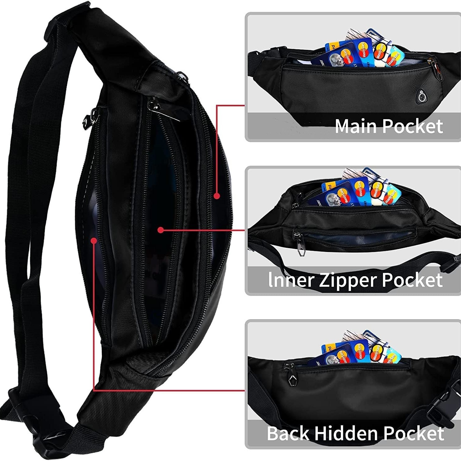Bolso de cinturón para mujer Bolso de mensajero de moda con correa de hombro ajustable para viajar, caminar, andar en bicicleta, fiesta, bolsa para teléfono móvil image 4