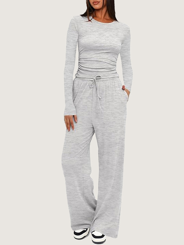 European and American Cross-Border 2026 Spring and Autumn Asymmetrical Design Casual Suit for Women, Long-Sleeve Wide-Leg Pants, Versatile Sportswear