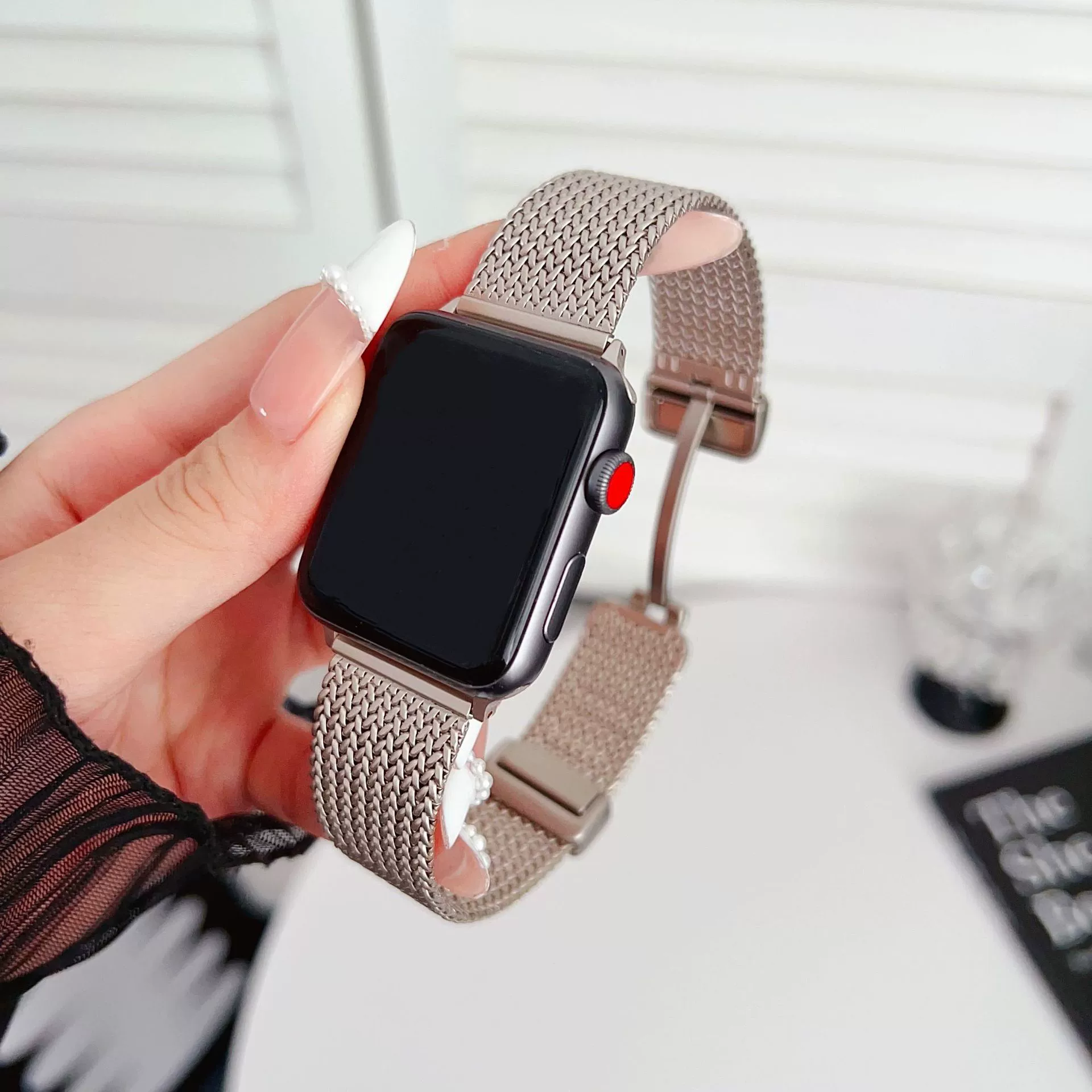 Подходит для iWatchs9/S10 Apple Watch Applewatch8 ремешок SE пшеничные зёрна металл ультра магнитное всасывание