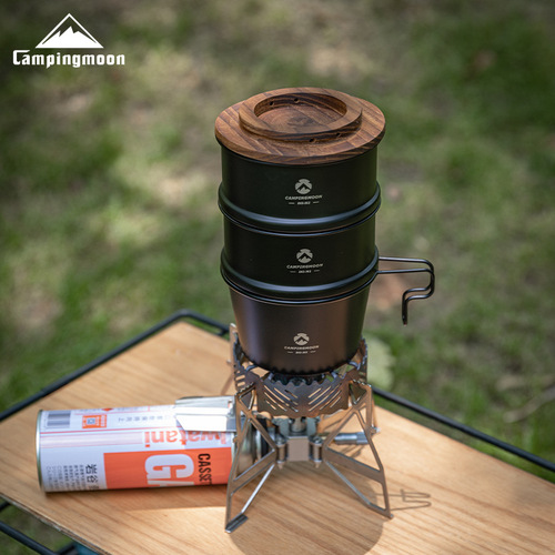 Komen bks-362 stainless steel titanium-plated camping picnic cooker outdoor kitchen utensils small steamer steamer snow pull bowl steamer